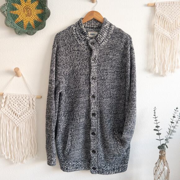 Old Navy Blue and White Wool Blend Longline Cardigan Sweater Size XL - Picture 1 of 6